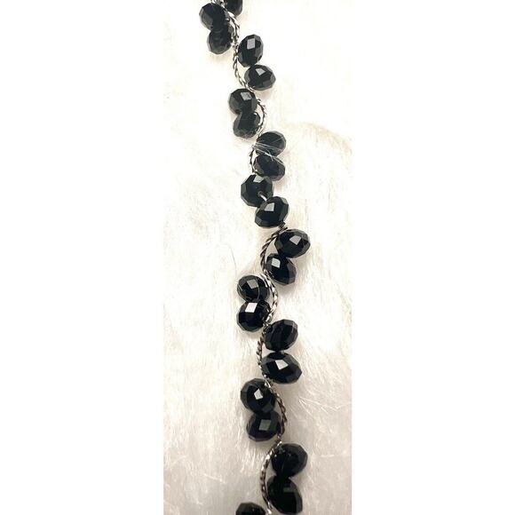 -BRACELET Beautiful VTG Silver With Black Gems Curly Spine Bracelet - Picture 7 of 10